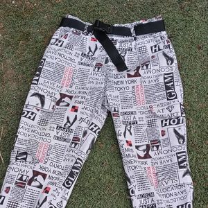 news paper print joggers
